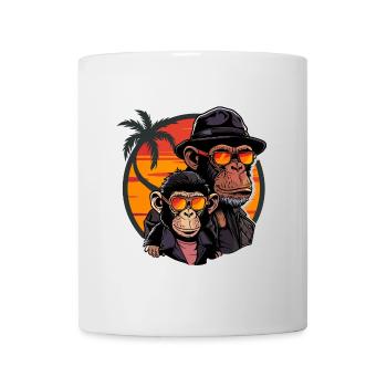 Monkey Dad Son Monkey Chimpanzee Animal Vintage - Mug - white - Front