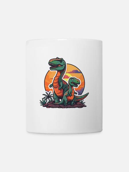Dinosaurier Papa Dino Vater Sohn Vintage Retro - Tasse - Weiß