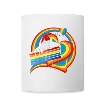 Morceau de gâteau arc-en-ciel à la crème et à la cerise - Mug blanc - blanc - Devant