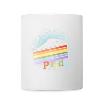Stück Regenbogen Kuchen in zarten Pastellfarben - Tasse - Weiß - Vorne