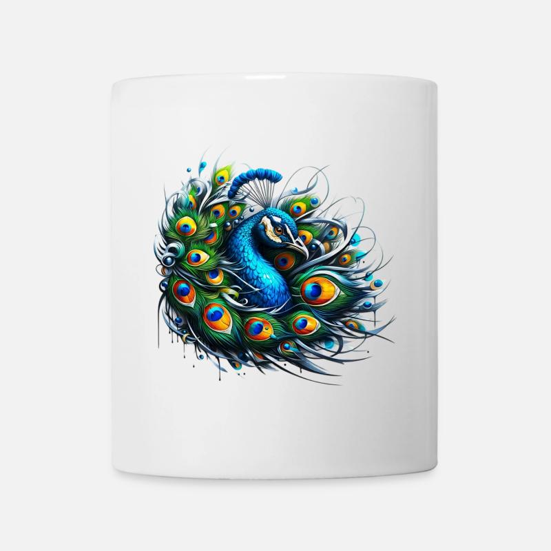 Pfau - Tasse - Weiß