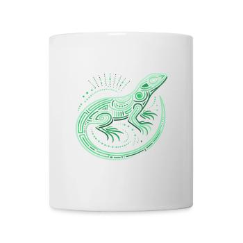 Lizard shades of green, aboriginal motifs, tribal - Mug - white - Front