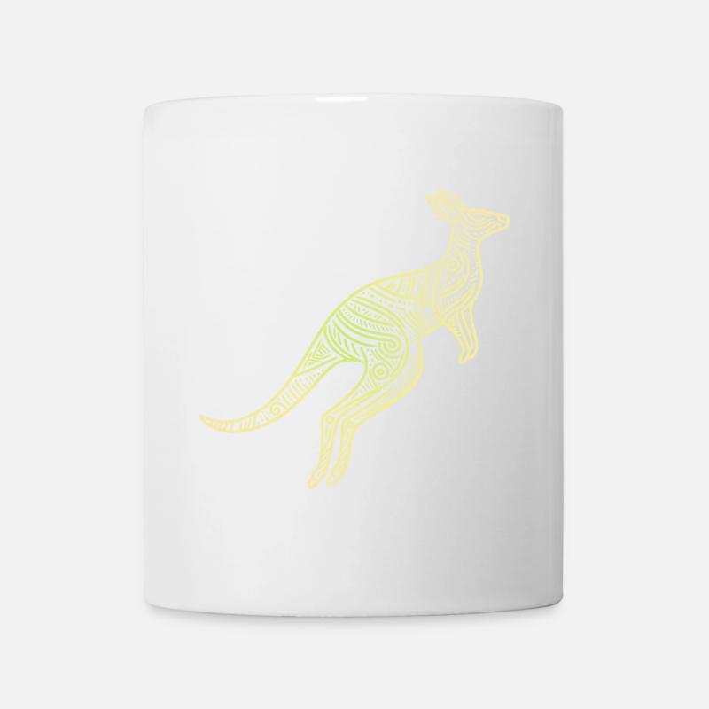 kangourou motifs aborigènes, tribal - Mug blanc - blanc