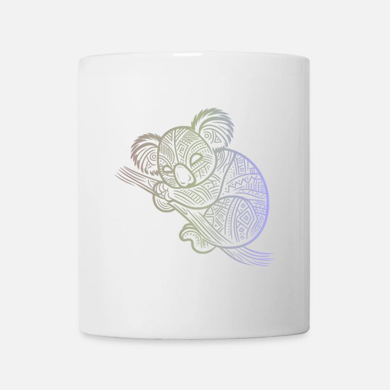 Koala in Aborigine-Mustern, Stammesmuster - Tasse - Weiß