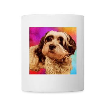 Hundeporträt mit buntem Hintergrund - Tasse - Weiß - Vorne