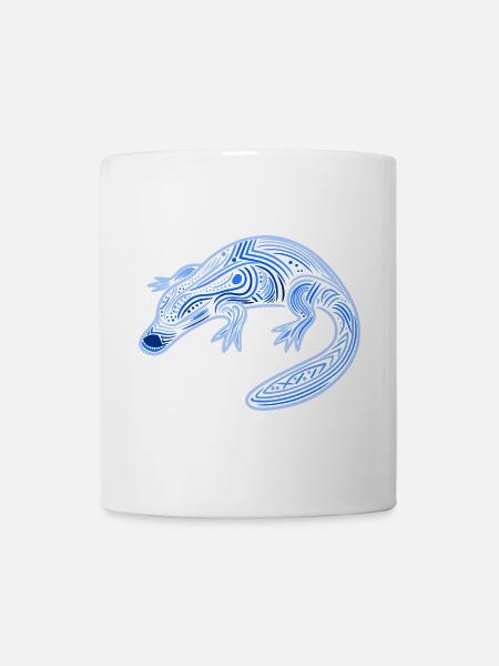Schnabeltier, Aborigine-Motive, Stammesblau, - Tasse - Weiß