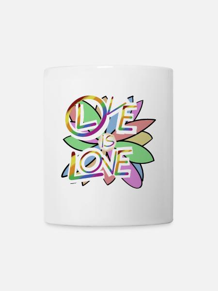 Bunte Herzen und Blüten Motiv - Tasse - Weiß