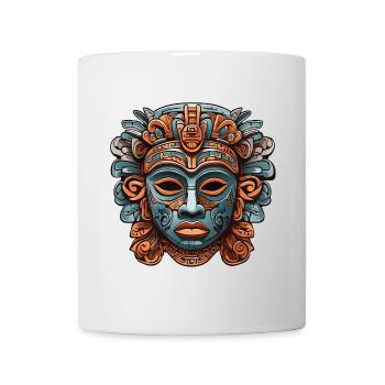 Sculpté orné aztèque, maya, masque inca - Mug blanc - blanc - Devant
