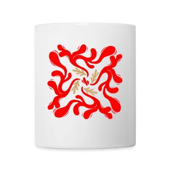 Red Floral Vines Pattern - Mug - white - Front