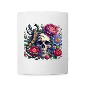 Watercolor skull, flowers and scorpion - Mug - white - Front
