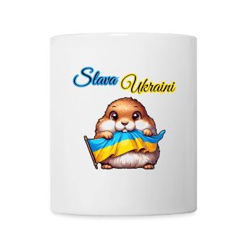 Chien de prairie mignon avec drapeau ukrainien - Mug blanc - blanc - Devant