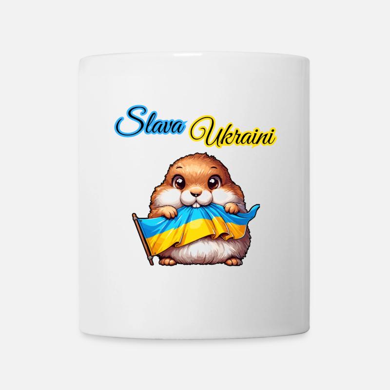 Cute prairie dog with Ukraine flag - Mug - white