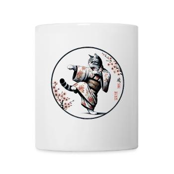 Chat avec kimono en position de combat de kung-fu - Mug blanc - blanc - Devant