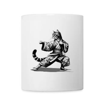 Cat with kimono in a kung fu fighting position - Mug - white - Front