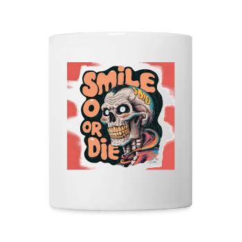 Squelette chauve avec texte souriant - Mug blanc - blanc - Devant