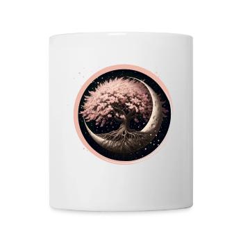 eleganter Kirschblüten Bonsai-Baum auf Halbmond - Tasse - Weiß - Vorne