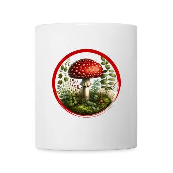 Detailed red toadstool on forest floor - Mug - white - Front