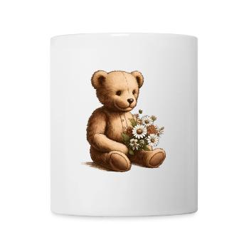 Teddy vintage avec des fleurs : une touche de nostalgie - Mug blanc - blanc - Devant