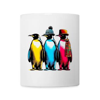 Pingouins pingouins avec chapeau et écharpe - Mug blanc - blanc - Devant