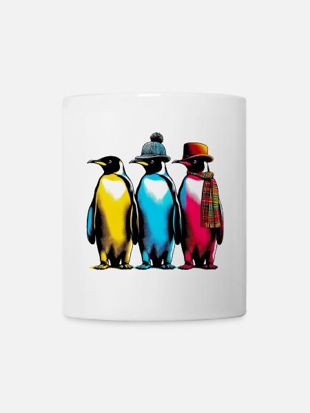Pinguine mit Mütze und Schal - Tasse - Weiß