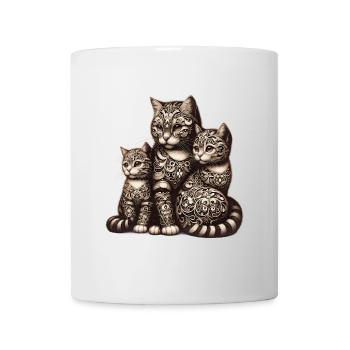 Famille de chats décorés avec des motifs ornés - Mug blanc - blanc - Devant