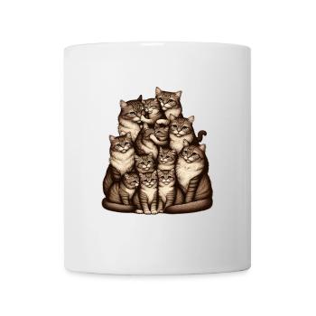 loving grouping of cats and kittens - Mug - white - Front