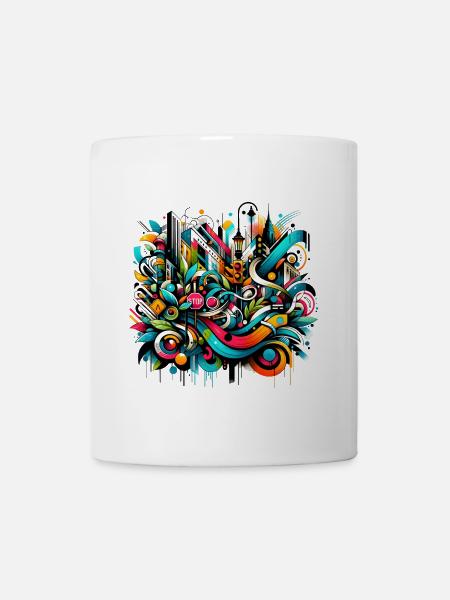 dynamische Graffiti-Illustration Urban Art - Tasse - Weiß