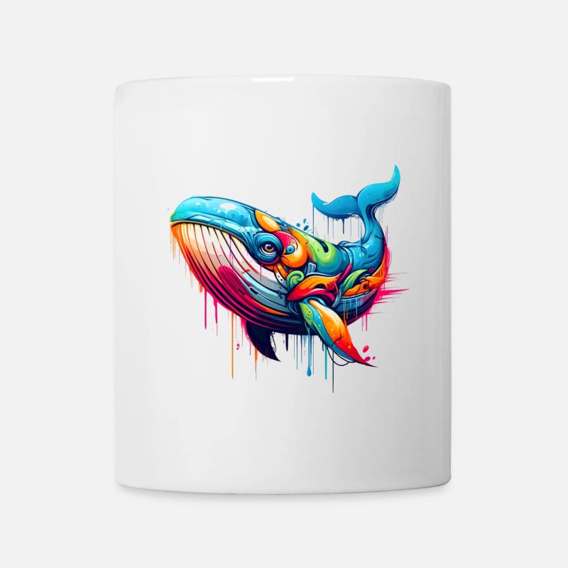 Motif vif d’une baleine dans la technique du graffiti - Mug blanc - blanc