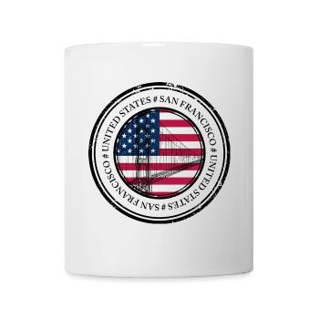 Bridge Sketch Over American Flag Circle - Mug - white - Front