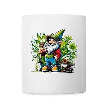 Nain de jardin coloré et vibrant entouré de fleurs - Mug blanc - blanc - Devant