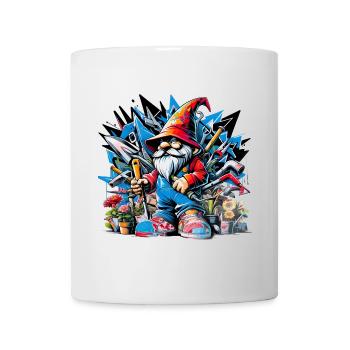 Nain de jardin coloré et vivant entouré d’outils - Mug blanc - blanc - Devant