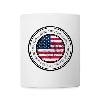 US Flag Map Round Emblem - Mug - white - Front