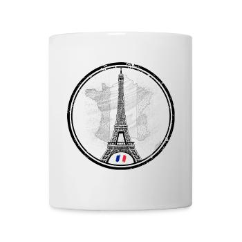 Grunge Eiffelturm in französischer Flagge - Tasse - Weiß - Vorne