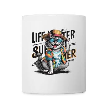 Süße Katze mit Sommeroutfit und Sonnenbrille - Tasse - Weiß - Vorne