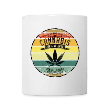Feuille de cannabis rétro - Mug blanc - blanc - Devant