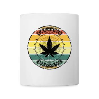 Retro Weed - Vintage Cannabis Leaf - Tasse - Weiß - Vorne