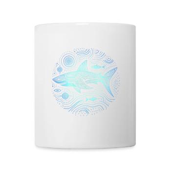 Hai Aboriginal Muster Australien Schattierungen Blau - Tasse - Weiß - Vorne