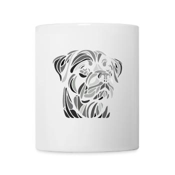 Rottweiler head, geometric art, black and white - Mug - white - Front
