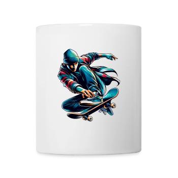 Lebendiges buntes Motiv eines Skaters - Tasse - Weiß - Vorne