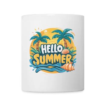 Schillernde Eleganz HELLO SUMMER - Tasse - Weiß - Vorne