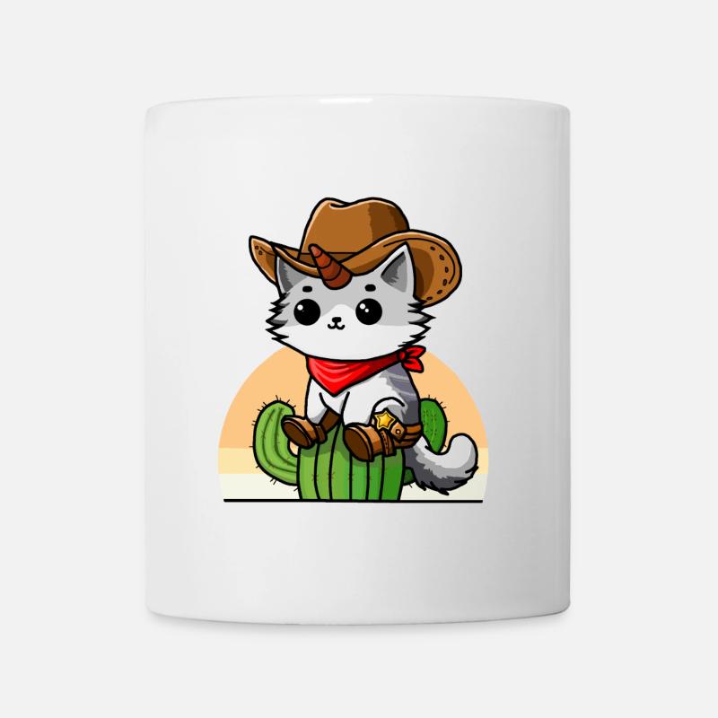 Chat-licorne Cowboy - Mug blanc - blanc