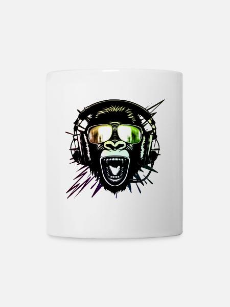 Affe mit Neonbrille - Tasse - Weiß