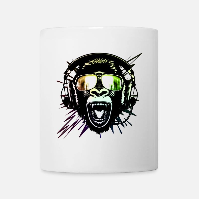 Affe mit Neonbrille - Tasse - Weiß