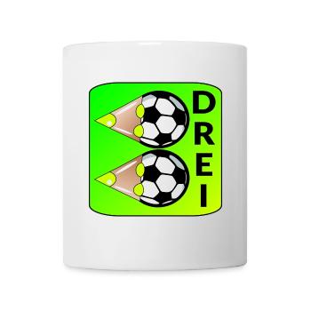 3. Kindergeburtstag - ZAHL 3 - DREI FUßBALL - Tasse - Weiß - Vorne