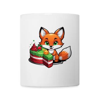 Kleiner Fuchs mit Geburtstagskuchen - Tasse - Weiß - Vorne