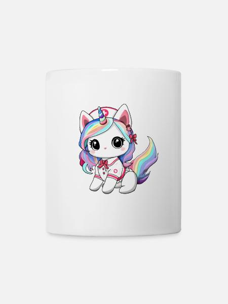 chat licorne infirmiere - Mug blanc - blanc