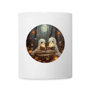 Ghosts, Reading, Book, Library, Halloween - Mug - white - Front