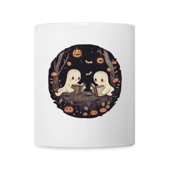 Ghosts, Reading, Book, Library, Halloween - Mug - white - Front