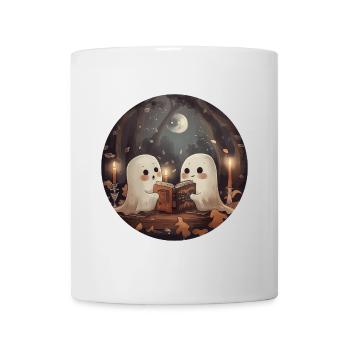 Ghosts, Reading, Book, Library, Halloween - Mug - white - Front