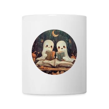 Ghosts, Reading, Book, Library, Halloween - Mug - white - Front